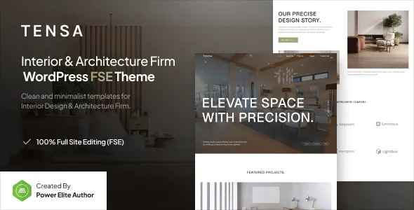 Tensa Interior Design Architecture Firm FSE WordPress Theme
