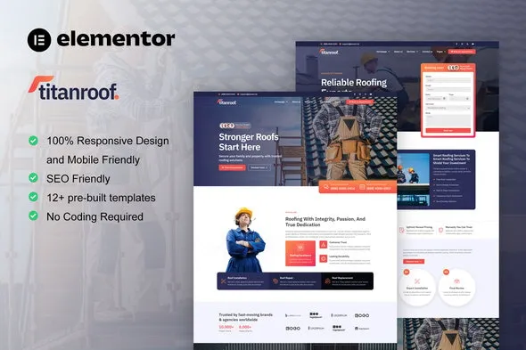 TitanRoof Roofing Services Elementor Pro Template Kit