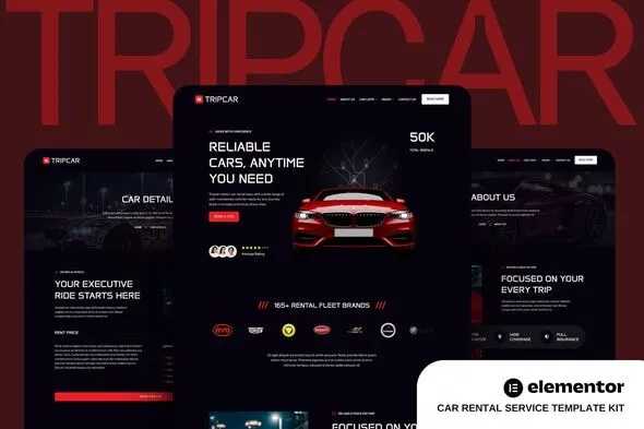 Tripcar Car Rental Service Website Elementor Template Kit