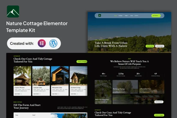 Veridian Nature Cottage Elementor Template Kit