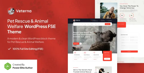 Veterna Pet Rescue Animal Welfare FSE WordPress Theme