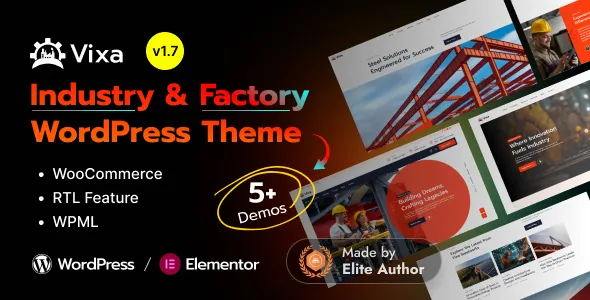 Vixa Industry Factory Manufacturing WordPress Theme