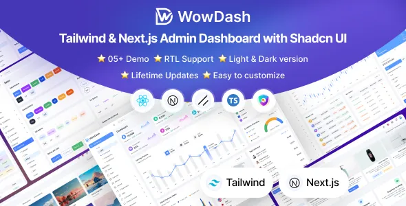 WowDash Tailwind Nextjs Admin Dashboard with shadcn UI (Typescript)