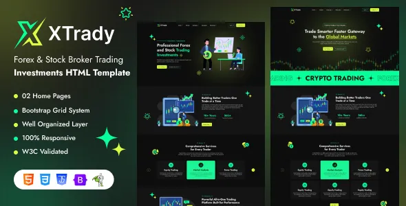 Xtrady Forex Stock Broker Trading Investments HTML Template