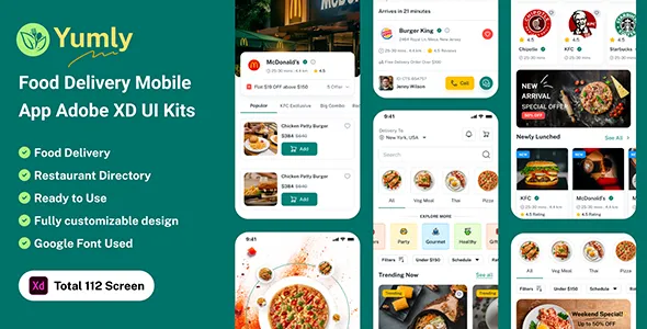 Yumly Food Delivery Mobile App Figma UI Kits