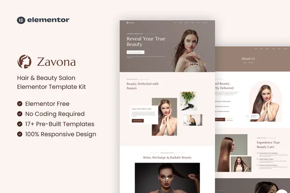 Zavona Hair & Beauty Salon Elementor Template Kit