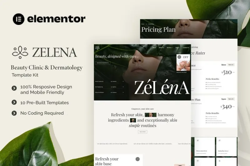 Zelena Beauty Clinic Dermatology Elementor Template Kit