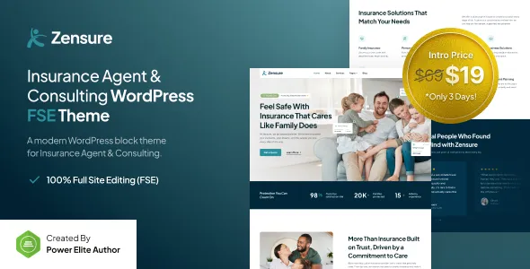 Zensure Insurance Agent & Consulting FSE WordPress Theme