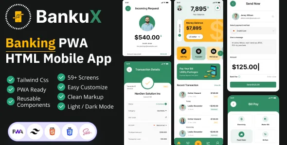 Bankux - Wallet & Banking PWA HTML Mobile App Template 1 Bankux - Wallet & Banking PWA HTML Mobile App Template