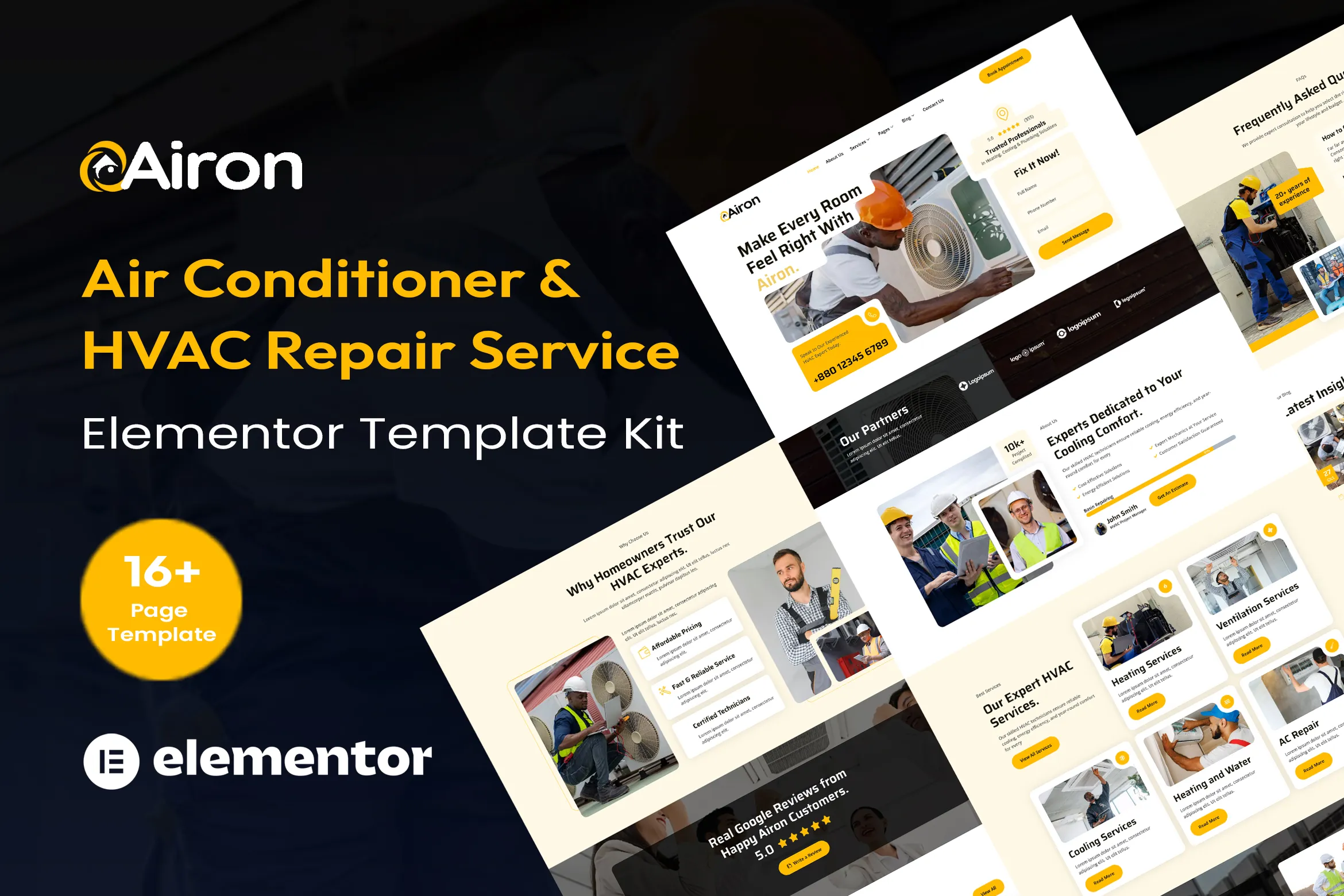 Airon - Air Conditioner & HVAC Repair Services Elementor Template Kit 1 Airon - Air Conditioner & HVAC Repair Services Elementor Template Kit