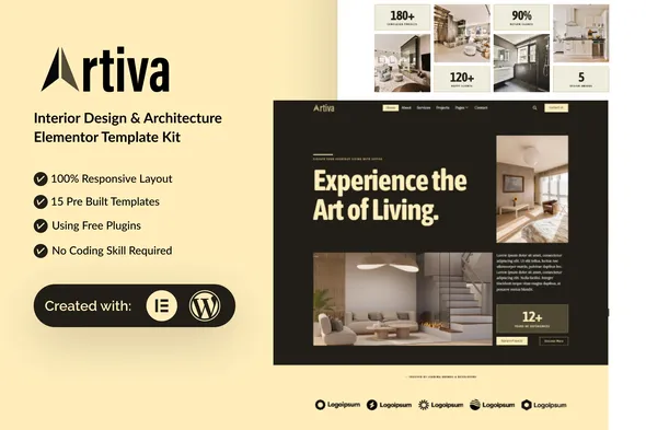 Artiva - Interior Design & Architecture Elementor Template Kit 1 Artiva - Interior Design & Architecture Elementor Template Kit