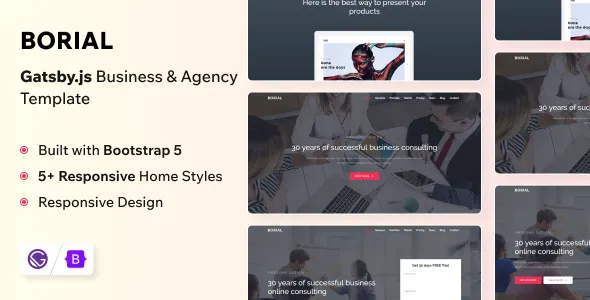 Borial - Gatsby.js Business & Agency Template 1 Borial - Gatsby.js Business & Agency Template