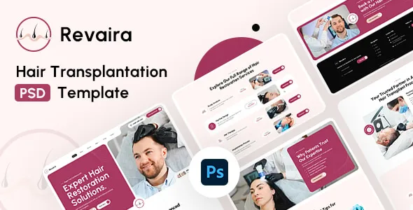 Revaira - Hair Transplantation PSD Template 1 Revaira - Hair Transplantation PSD Template