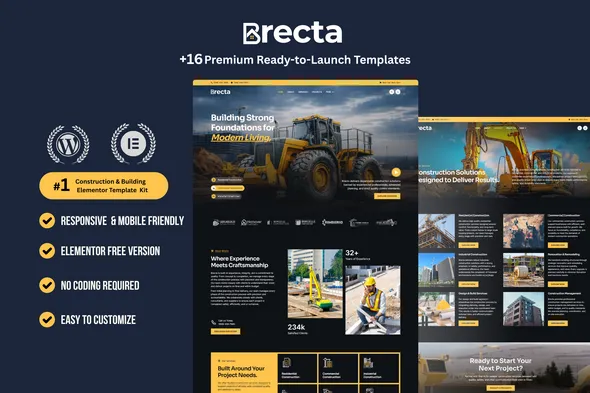 Brecta - Construction & Building Elementor Template Kit 1 Brecta - Construction & Building Elementor Template Kit