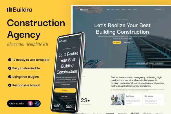 Buildra - Construction Agency Elementor Template Kit 1 Buildra - Construction Agency Elementor Template Kit