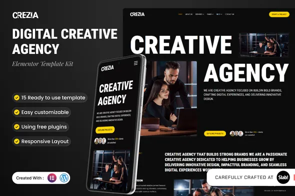 Crezia - Digital Creative Agency Elementor Template Kit 1 Crezia - Digital Creative Agency Elementor Template Kit