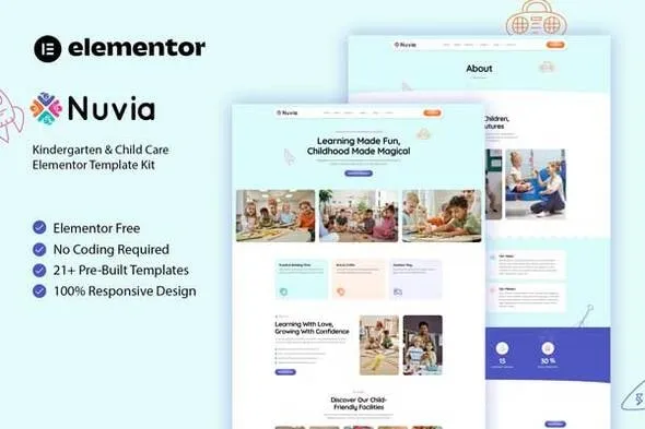 Nuvia - Kindergarten & Child Care Elementor Template Kit 1 Nuvia - Kindergarten & Child Care Elementor Template Kit