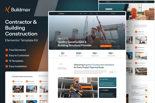Buildmax - Contractor & Building Construction Elementor Template Kit 1 Buildmax - Contractor & Building Construction Elementor Template Kit