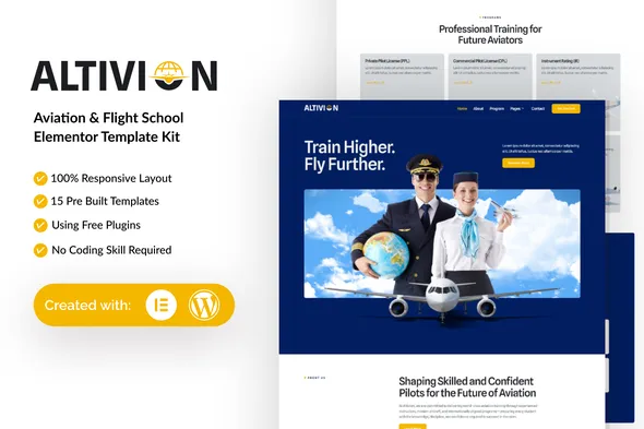 Altivion - Aviation & Flight School Elementor Template Kit 1 Altivion - Aviation & Flight School Elementor Template Kit