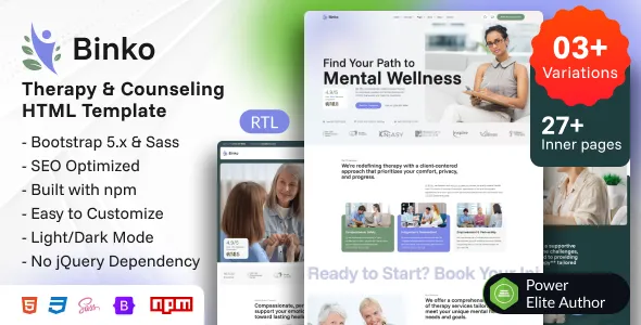 Binko - Therapy & Counseling HTML Template 1 Binko - Therapy & Counseling HTML Template