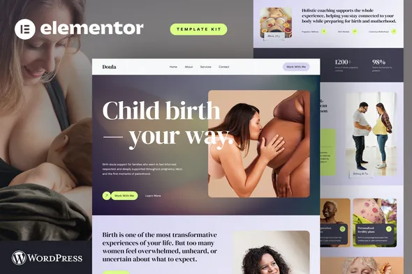 Doula - Holistic Pregnancy Maternity Coach & Postpartum Care Elementor Template Kit 1 Doula - Holistic Pregnancy Maternity Coach & Postpartum Care Elementor Template Kit
