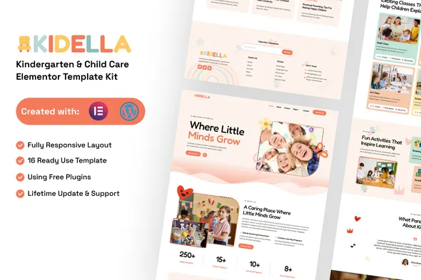 Kidella - Kindergarten & Child Care Elementor Template Kit 1 Kidella - Kindergarten & Child Care Elementor Template Kit