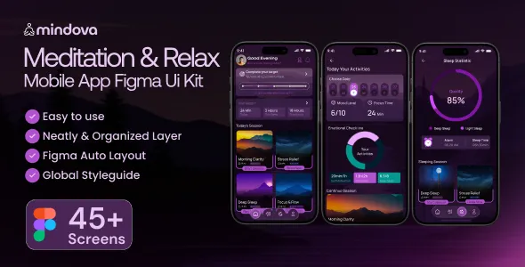 Mindova–Meditation & Relax Mobile App Figma UI Kit 1 Mindova–Meditation & Relax Mobile App Figma UI Kit