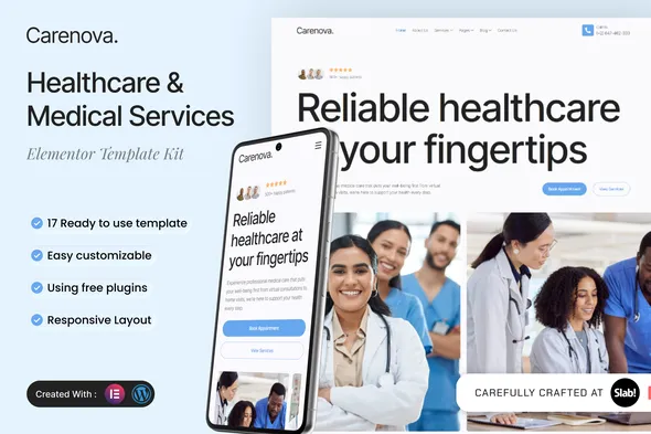 Carenova - Healthcare & Medical Services Elementor Template Kit 1 Carenova - Healthcare & Medical Services Elementor Template Kit
