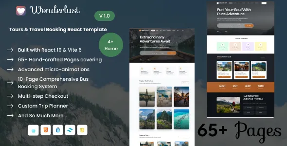 Wanderlust - Premium Travel & Bus Booking React 19 Template 1 Wanderlust - Premium Travel & Bus Booking React 19 Template