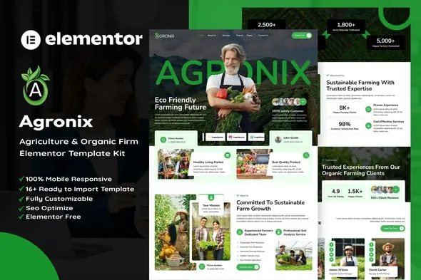 Agronix - Agriculture & Organic Farming Elementor Template Kit 1 Agronix - Agriculture & Organic Farming Elementor Template Kit