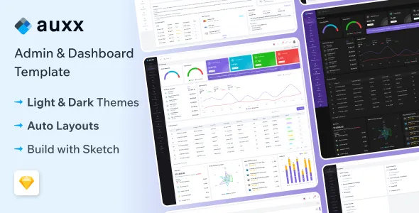 Auxx - Sketch Admin & Business Dashboard Template 1 Auxx - Sketch Admin & Business Dashboard Template