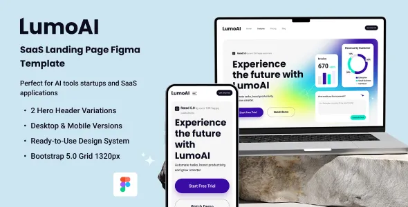 Lumoai - SaaS Landing Page Figma Template 1 Lumoai - SaaS Landing Page Figma Template