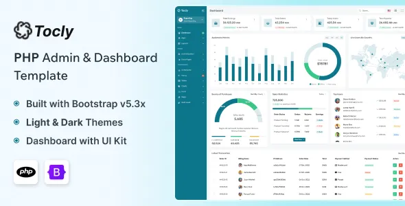 Tocly - PHP Admin & Dashboard Template 1 Tocly - PHP Admin & Dashboard Template