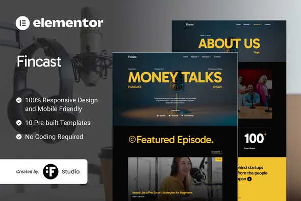 Fincast - Financial Business Podcast Elementor Template Kit 1 Fincast - Financial Business Podcast Elementor Template Kit